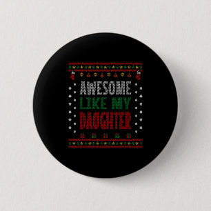 Macaron Rond 5 Cm Maman Papa Noël - Drôle Incroyable Comme Ma Fille