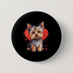 Macaron Rond 5 Cm Maman Papa propriétaire de Yorkie amoureux de chie