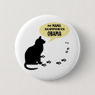 MACARON ROND 5 CM MAMAN PIN DE CAT OBAMA - RONDE