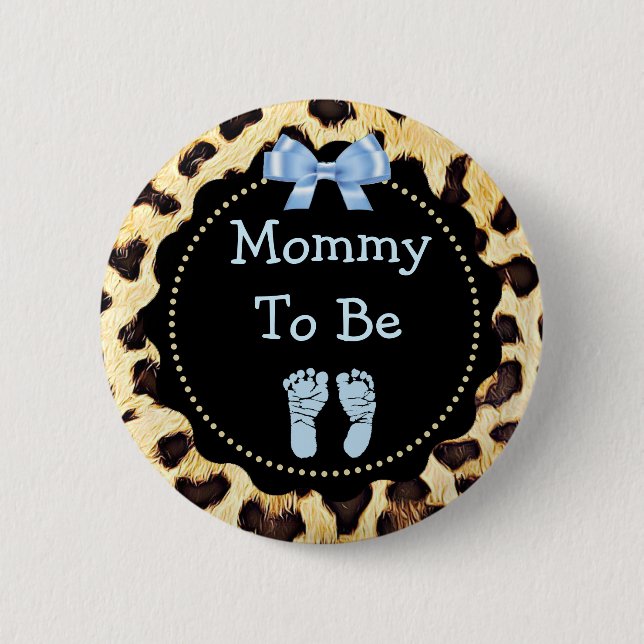 Macaron Rond 5 Cm Maman pour être Baby shower Empreinte de léopard (Devant)