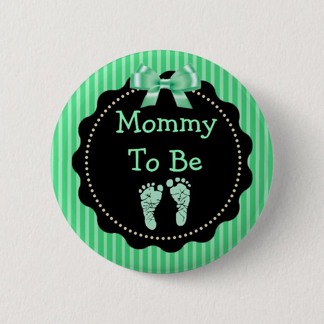 Macaron Rond 5 Cm Maman pour être verte et noire Baby shower (Devant)