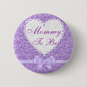 Macaron Rond 5 Cm Maman pourpre d'arc à être bouton de baby shower