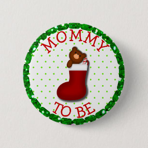 Macaron Rond 5 Cm Maman sera Noël Stocker Teddy Bear Button