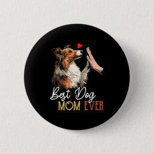 Macaron Rond 5 Cm Maman Shetland sheepdog maman de chien drôle fête