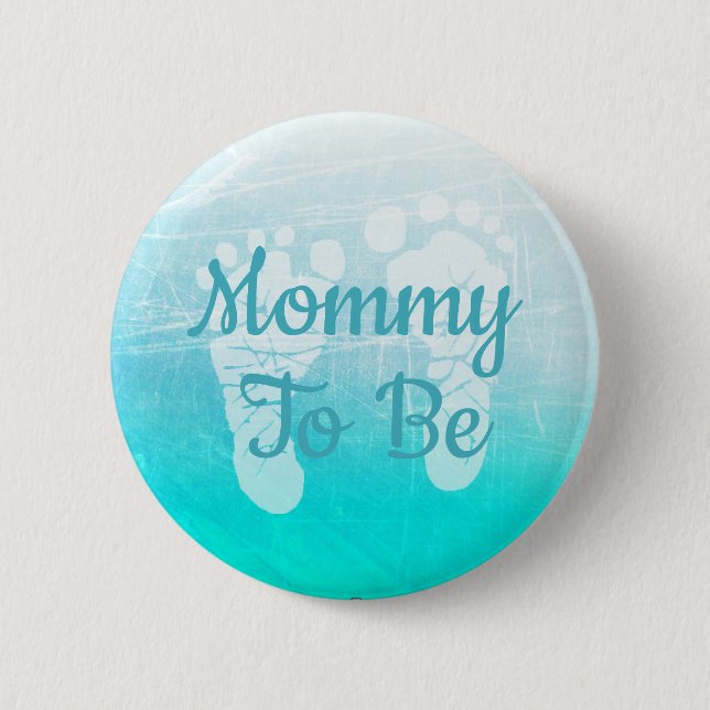 Macaron Rond 5 Cm Maman to be Blue Boy Baby shower bouton (Devant)