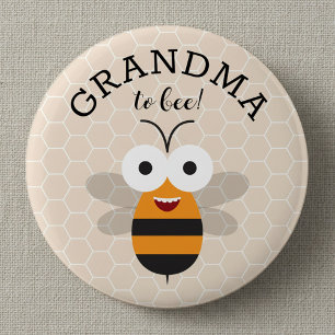 Macaron Rond 5 Cm Mamie à Bée, Cadeau de Naissance Abeille à miel Bo