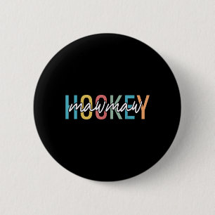 Macaron Rond 5 Cm Mamie de hockey rétro vintage amateur de hockey