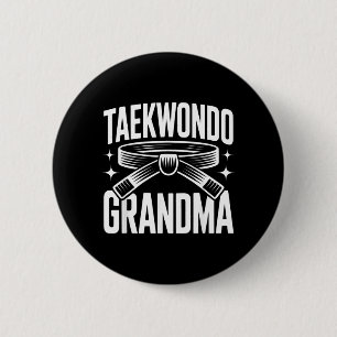 Macaron Rond 5 Cm Mamie de taekwondo drôle