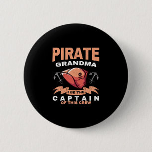 Macaron Rond 5 Cm Mamie pirate homme capitaine caraïbe grand-mère