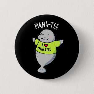 Macaron Rond 5 Cm Manatee Funny Animal Pun Dark BG