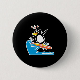 Macaron Rond 5 Cm manchot goofy surfeur
