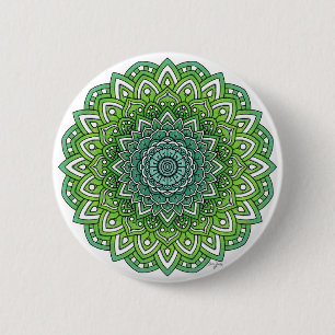 Macaron Rond 5 Cm Mandala à fleurs vertes