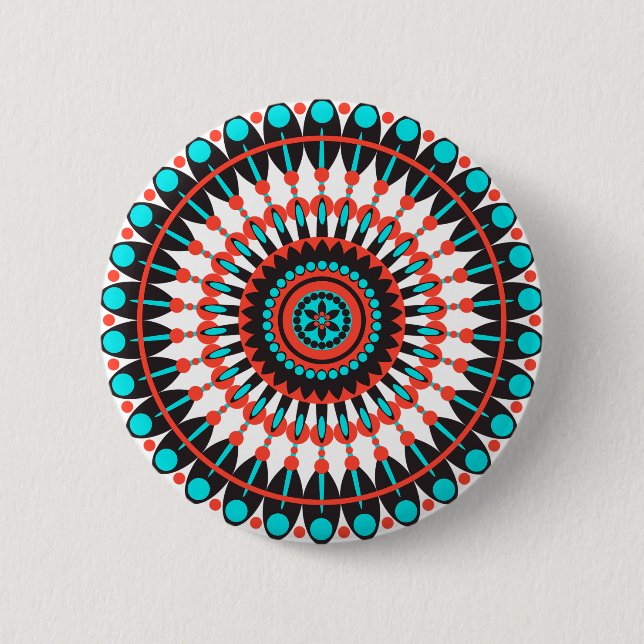 Macaron Rond 5 Cm Mandala amérindienne (Devant)