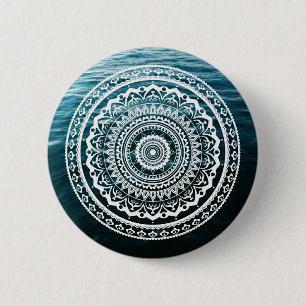 Macaron Rond 5 Cm Mandala Blanc Laissez la mer vous libérer