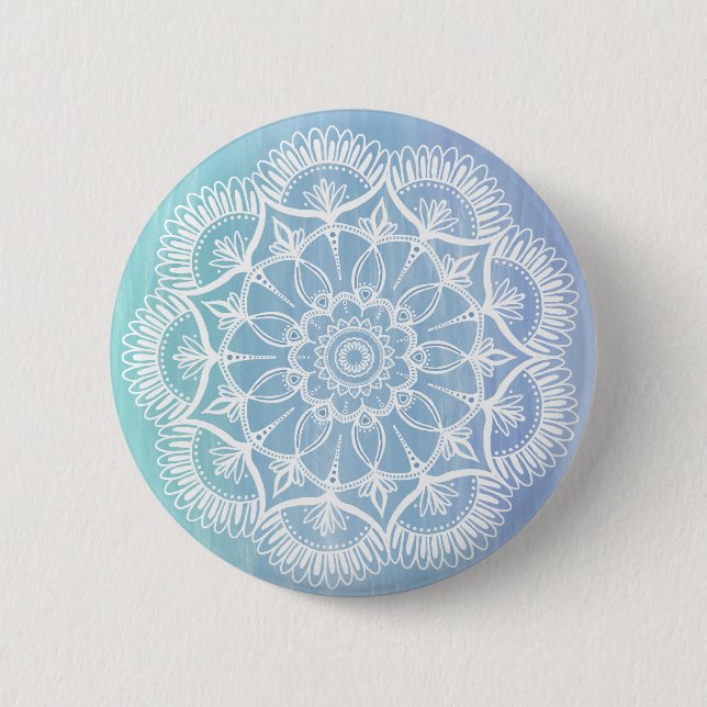 Macaron Rond 5 Cm Mandala de flocon de neige (Devant)