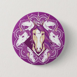 Macaron Rond 5 Cm Mandala de la Licorne Violette