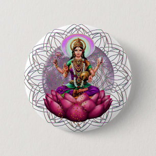 Macaron Rond 5 Cm Mandala de Lakshmi de déesse