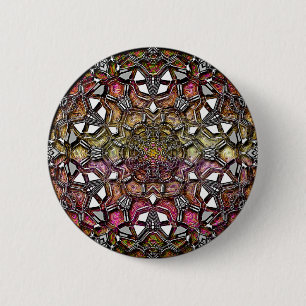 Macaron Rond 5 Cm Mandala en cristal métallique