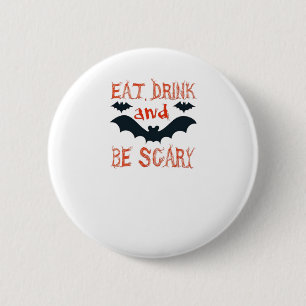 Macaron Rond 5 Cm Manger Boire Et Être Effrayant Halloween Chauves-S