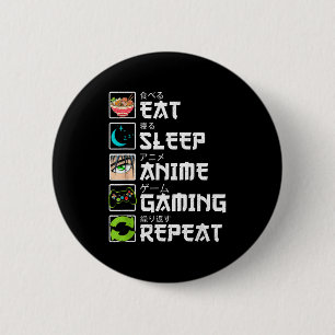 Macaron Rond 5 Cm Manger Dormir Anime Jeux Répéter Joueur Hommes Ado