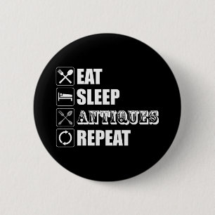 Macaron Rond 5 Cm Manger. Dormir. Antiquités. Bouton Répéter