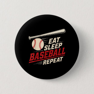 Macaron Rond 5 Cm Manger Dormir Baseball Répéter Joueur de Baseball