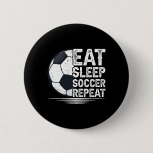 Macaron Rond 5 Cm Manger Dormir Football Répéter Joueur de Football 