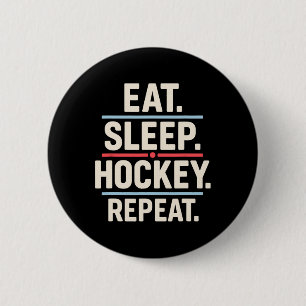 Macaron Rond 5 Cm Manger Dormir Hockey Répéter Citation de joueur dr