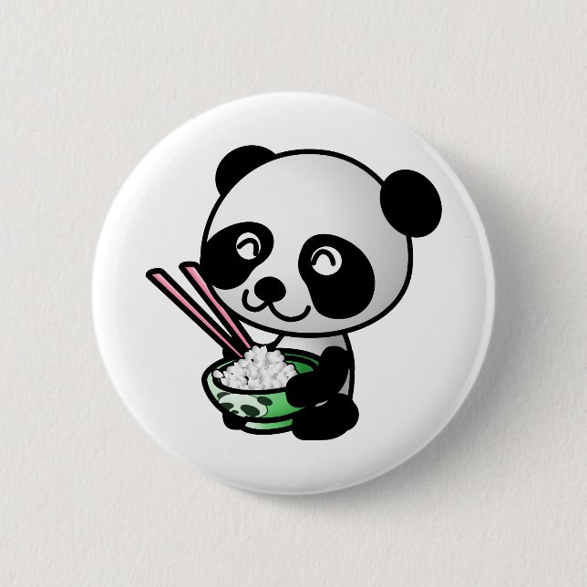 Macaron Rond 5 Cm Manger Panda (Devant)
