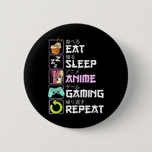 Macaron Rond 5 Cm Manger Sleep Anime Jeu Répétition Kawaii Otaku Ani