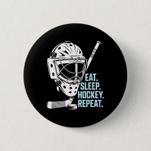 Macaron Rond 5 Cm Manger Sommeil Hockey Répéter Masque de Hockey Bât