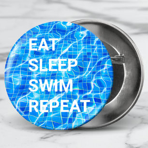 Macaron Rond 5 Cm Manger Sommeil nage Répéter piscine aquatique aqua