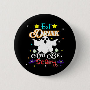 Macaron Rond 5 Cm Mangez Boire Et Soyez Effrayant Joyeux Halloween J