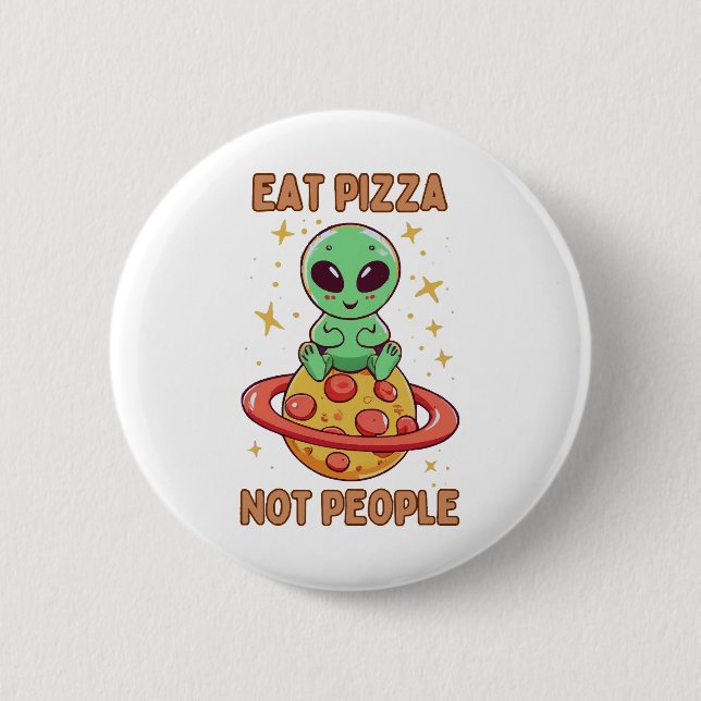 Macaron Rond 5 Cm Mangez de la pizza pas des gens (Devant)