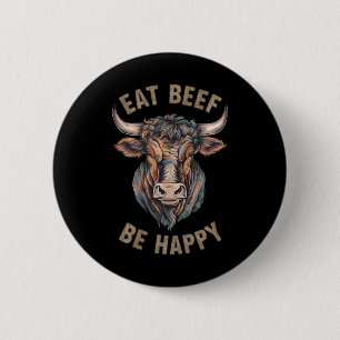 Macaron Rond 5 Cm Mangez Du Boeuf Soyez Heureux Carnivore Viande Lov