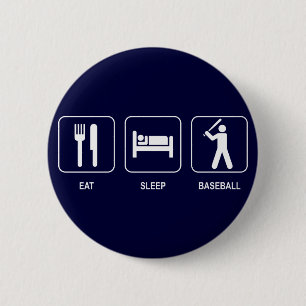 Macaron Rond 5 Cm Mangez le bouton de base-ball de sommeil
