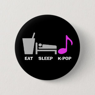 Macaron Rond 5 Cm Mangez le bouton de Kpop de sommeil (foncé)