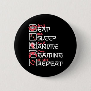 Macaron Rond 5 Cm Mangez Sleep Anime Jeu Répéter Otaku Gamer Japonai