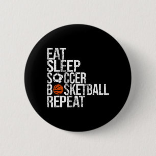 Macaron Rond 5 Cm Mangez Sleep Football Basket Répéter Fun Ball