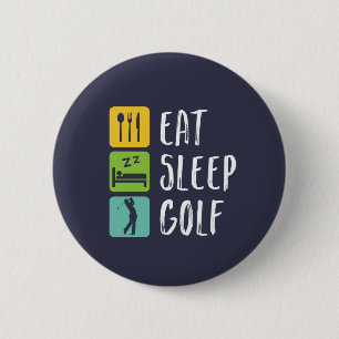 Macaron Rond 5 Cm Mangez Sleep Golf Funny Golfer et golf