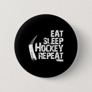 Macaron Rond 5 Cm Mangez Sleep Ice Hockey Répéter Cadeau Vintage