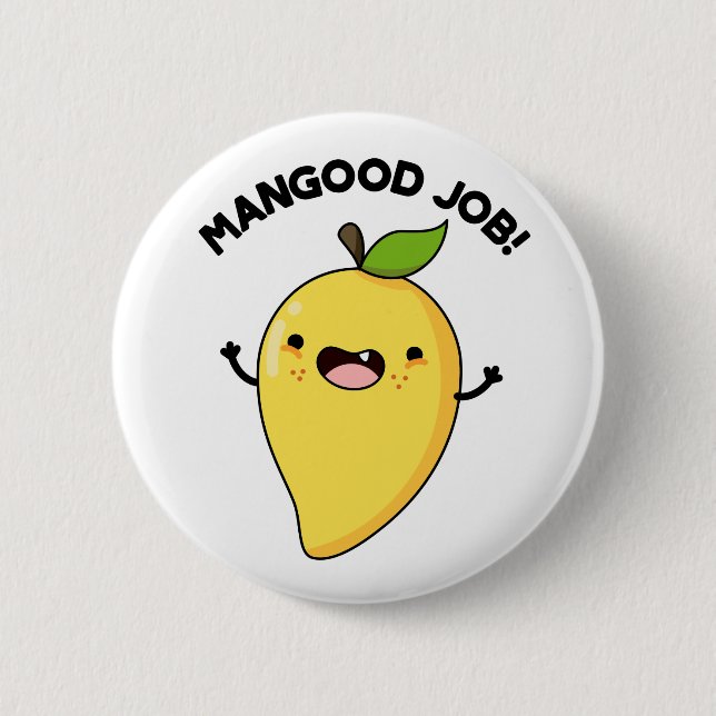 Macaron Rond 5 Cm Mangood Job Amusant Mango Fruit Pun (Devant)