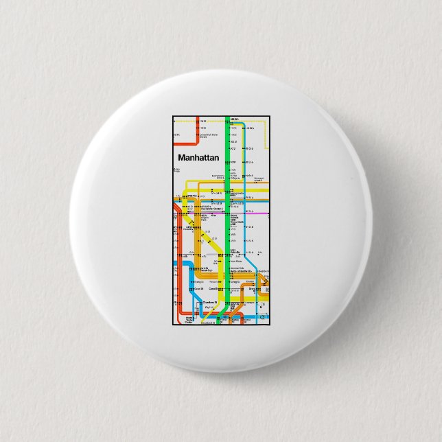 Macaron Rond 5 Cm Manhattan New York Nyc Plan de métro Rétro Rail Tr (Devant)