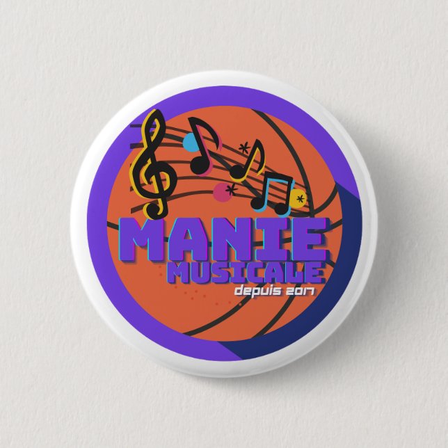 Macaron Rond 5 Cm Manie Musicale Button (Devant)