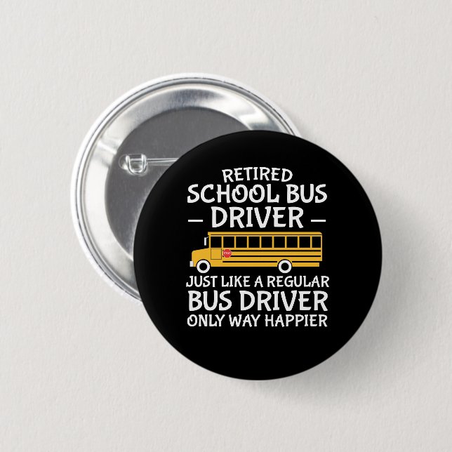 Macaron Rond 5 Cm Manière de chauffeur d'autobus scolaire de (Devant & derrière)