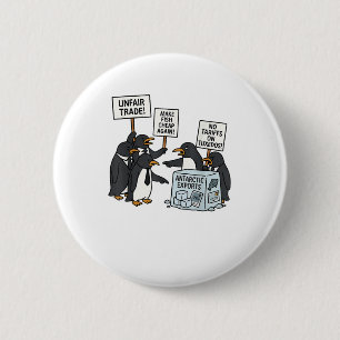 Macaron Rond 5 Cm Manifestation de pingouins contre les tarifs douan