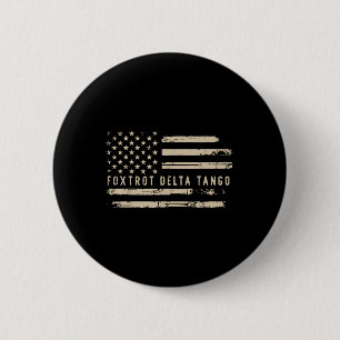 Macaron Rond 5 Cm Manifestation Foxtrot Delta Tango Us Drapeau Résis