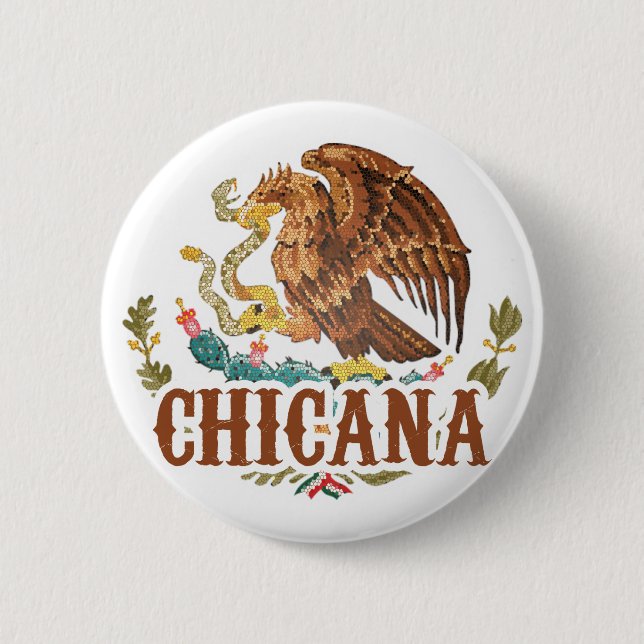 Macaron Rond 5 Cm Manteau de Chicana Mexique des bras (Devant)