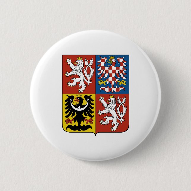 Macaron Rond 5 Cm Manteau de République Tchèque des bras officiel (Devant)