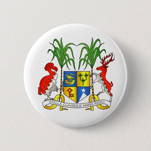 Macaron Rond 5 Cm Manteau des Îles Maurice des bras (Devant)